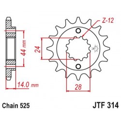 Pignon - 525 - 15 Dents -...