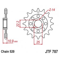 Pignon - 520 - 17 Dents -...